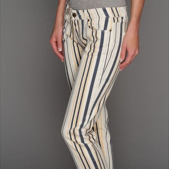 PAIGE Denim Jimmy Jimmy Skinny Cabana Blue stripe pants - Size 26 - Picture 1 of 12